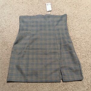 re:named Blue Plaid Pencil Skirt
